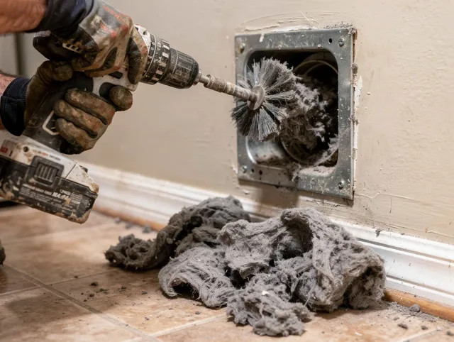 Certified Fountainebleau Dryer Vent Cleaning technician performing dryer vent cleaning in Fountainebleau